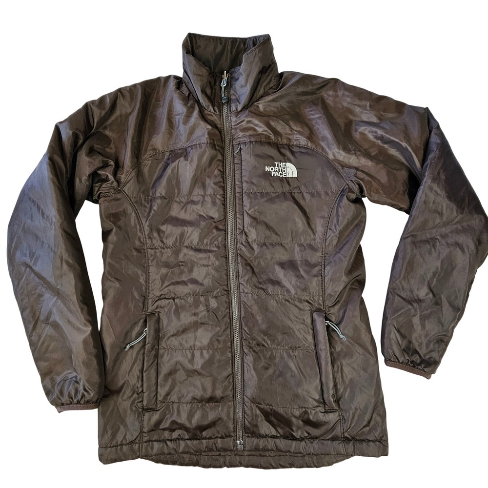 The North Face Women's Brown Quilted Full Zip Puffer Jacket Small Pockets